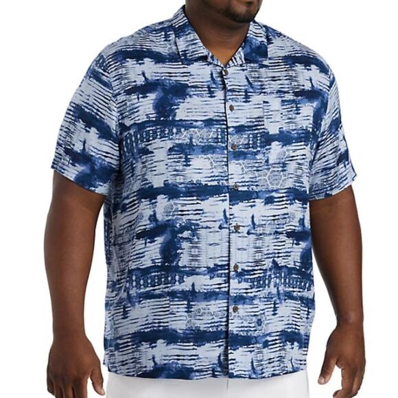 Oak Hill Blue Geometric Print Short Sleeve Button Up Shirt - Picture 5 of 5